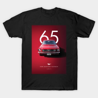 1965 Red Ford Mustang Artwork T-Shirt